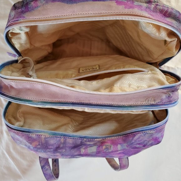 Prada leather hobo tote bag purple Pink blue white yellow grey ivory tie dyed - Picture 8 of 16